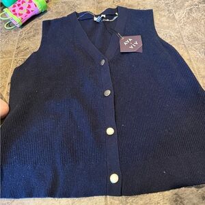 Ava & Viv Women's V-Neck Navy Sweater Vest